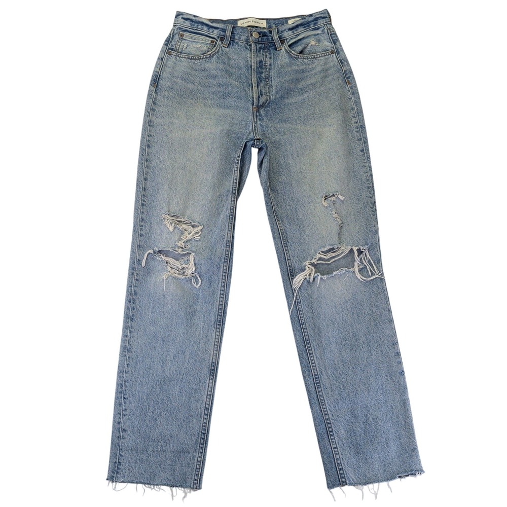 Denim Forum‎ The BF High Rise Loose 28L Distressed Jeans Light Wash Size 26